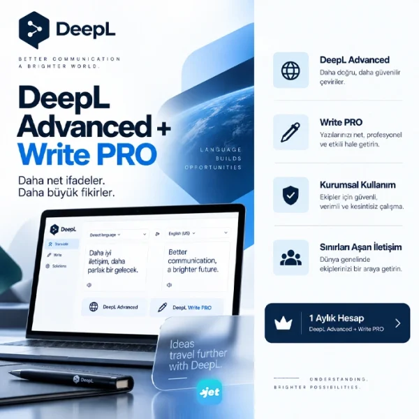 DeepL Pro Advanced + Write Pro satın al – 1 aylık hesap